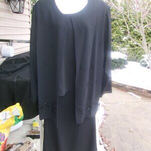 NWT MONTEE BLACK 3PC BEADED JACKET, TOP AND SKIRT SET 22W